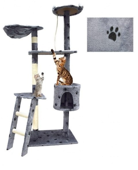 DRAPAK DLA KOTA 145 CM JASNOSZARY W ŁAPKI LEGOWISKO DRZEWKO DLA KOTKA KOTÓW