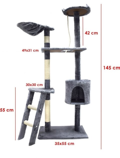 DRAPAK DLA KOTA 145 CM JASNOSZARY