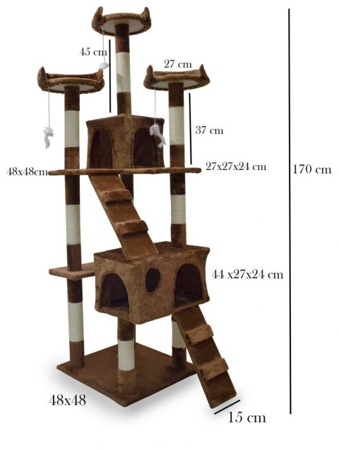 DRAPAK DLA KOTA 170 CM DRZEWKO BRĄZOWE SIZALOWE SŁUPKI DO DRAPANIA