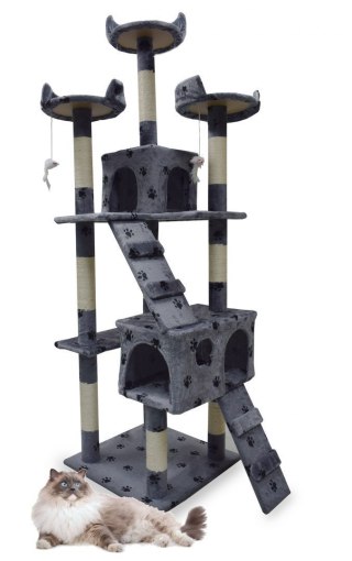 DRAPAK DLA KOTA 170 CM SZARY W ŁAPKI DUŻE DRZEWKO SIZALOWE SŁUPKI BITUXX