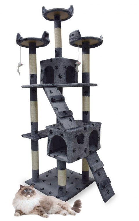 DRAPAK DLA KOTA 170 CM SZARY W ŁAPKI DUŻE DRZEWKO SIZALOWE SŁUPKI BITUXX