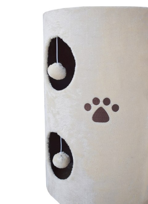 DRAPAK DLA KOTA BEŻOWY TUBA 58CM WIEŻA LEGOWISKO 2 POMPONY LOKUM