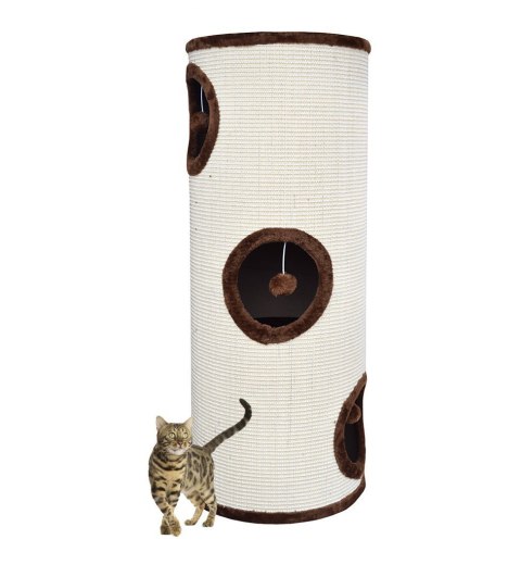 DRAPAK DLA KOTA TUBA 100CM LEGOWISKO BEŻOWO-BRĄZOWA CAŁA SIZALOWA