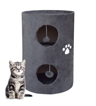 DRAPAK DLA KOTA TUBA WIEŻA 58CM SIWA PLUSZ LOKUM DOM MATA DO SPANIA PLATFORMA