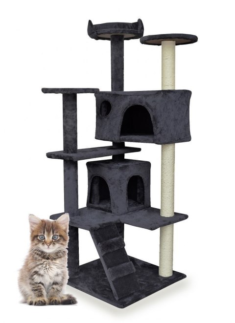 DRAPAK DRZEWKO DLA KOTA 133 CM SIWY WIEŻA ZABAWKA PLAC DOMEK