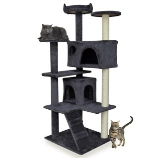 DRAPAK DRZEWKO DLA KOTA 133 CM SIWY WIEŻA ZABAWKA PLAC DOMEK
