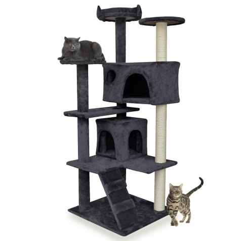 DRAPAK DRZEWKO DLA KOTA 133 CM SIWY WIEŻA ZABAWKA PLAC DOMEK