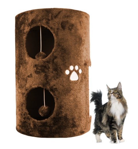 DRAPAK TUBA 58CM WIEŻA LEGOWISKO DLA KOTA BRĄZOWE TWIERDZA LOKUM DLA KOTÓW
