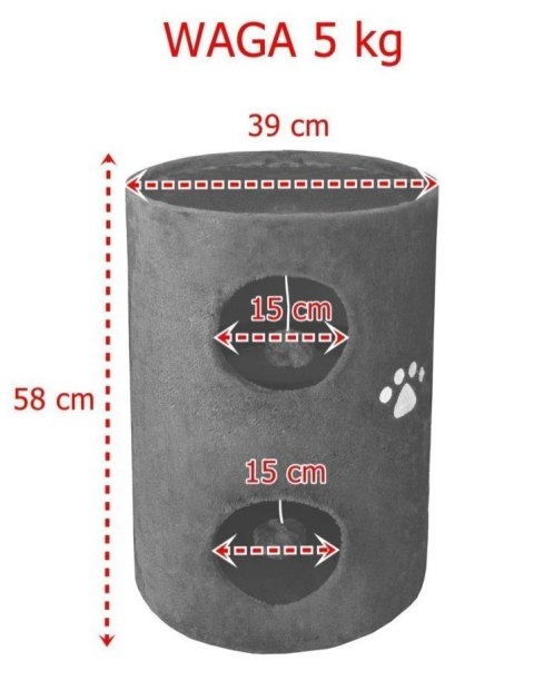DRAPAK TUBA 58CM WIEŻA LEGOWISKO DLA KOTA BRĄZOWE TWIERDZA LOKUM DLA KOTÓW
