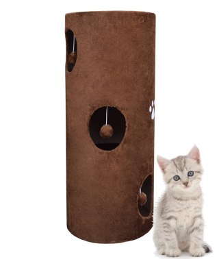DRAPAK TUBA DLA KOTA 100CM BRĄZOWA PLUSZ + FRAGMENT SIZALOWY DOM LOKUM