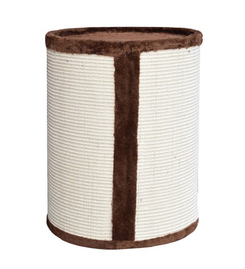 DRAPAK TUBA DLA KOTA 50CM BEŻOWO-BRĄZOWA Z OTWOREM I POMPONEM SIZALOWA