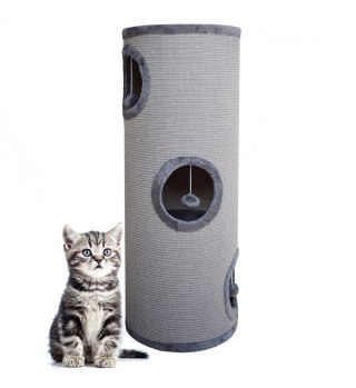 DRAPAK TUBA WIEŻA LEGOWISKO DLA KOTA 100 CM SIWY POKRYCIE SIZALOWE