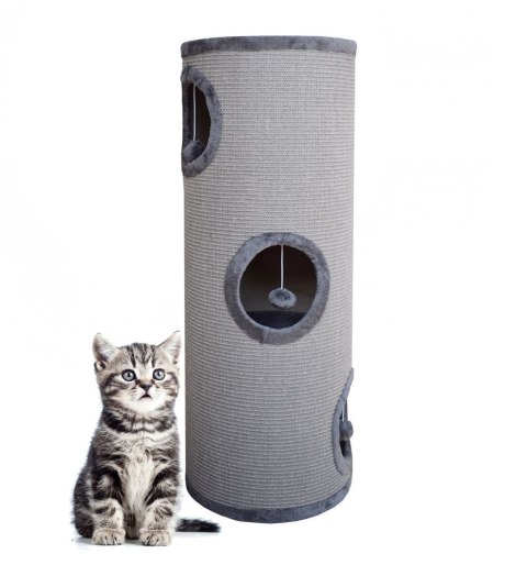 DRAPAK TUBA WIEŻA LEGOWISKO DLA KOTA 100 CM SIWY POKRYCIE SIZALOWE