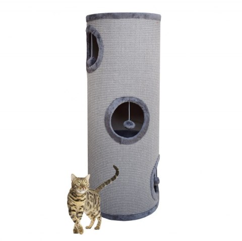 DRAPAK TUBA WIEŻA LEGOWISKO DLA KOTA 100 CM SIWY POKRYCIE SIZALOWE