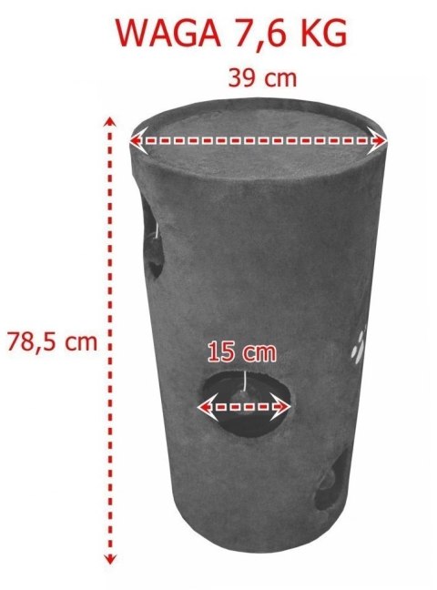 DRAPAK WIEŻA 78 CM BRĄZOWA TUBA PLUSZOWA Z OTWORAMI I POMPONAMI W ŁAPKI