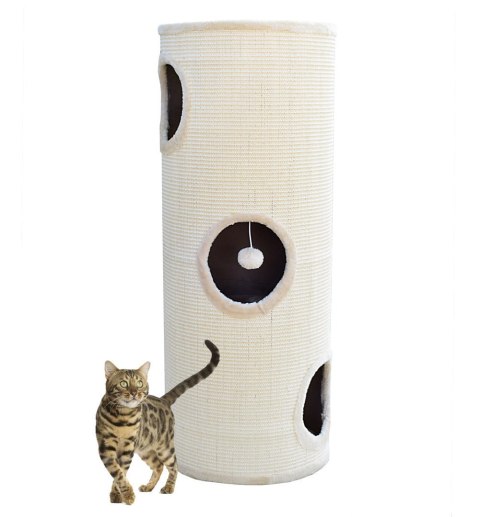 DRAPAK WIEŻA TUBA 100CM DLA KOTA LEGOWISKO BEŻOWA POKRYCIE SIZALOWE