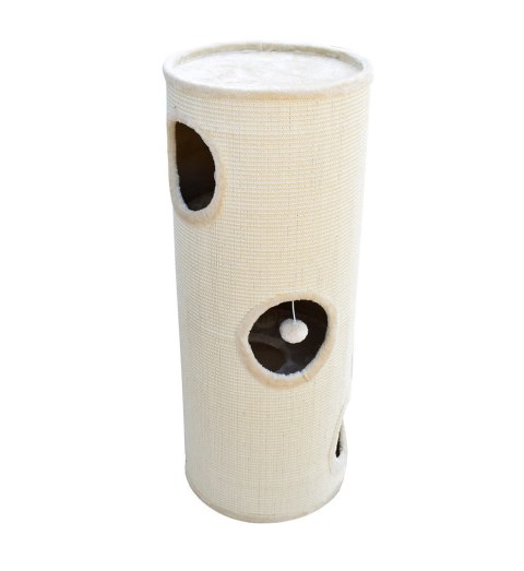 DRAPAK WIEŻA TUBA 100CM DLA KOTA LEGOWISKO BEŻOWA POKRYCIE SIZALOWE