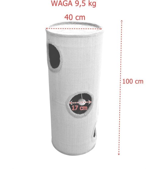 DRAPAK WIEŻA TUBA 100CM DLA KOTA LEGOWISKO BEŻOWA POKRYCIE SIZALOWE