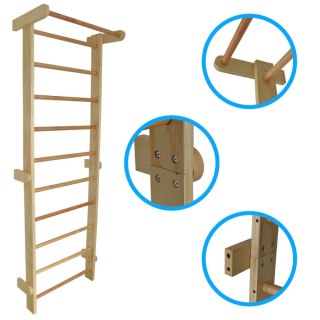 Drabinka gimnastyczna Bituxx drewniana do ćwiczeń i rehabilitacji 215cm