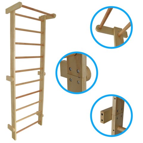 Drabinka gimnastyczna Bituxx drewniana do ćwiczeń i rehabilitacji 215cm