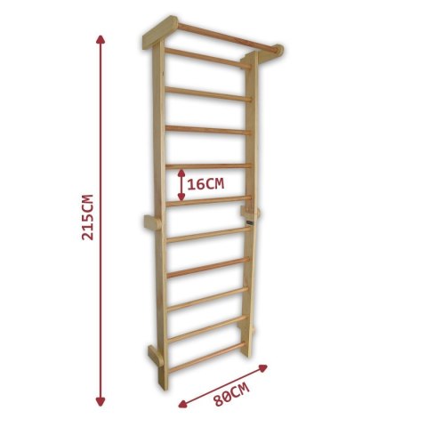 Drabinka gimnastyczna Bituxx drewniana do ćwiczeń i rehabilitacji 215cm