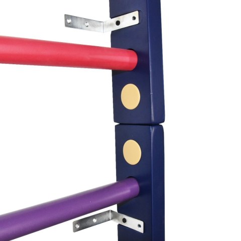 Drabinka gimnastyczna drewniana do ćwiczeń i rehabilitacji 195cm kolorowa dla dzieci