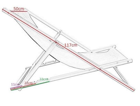 Drewniany leżak plażowy z regulacją czerwony