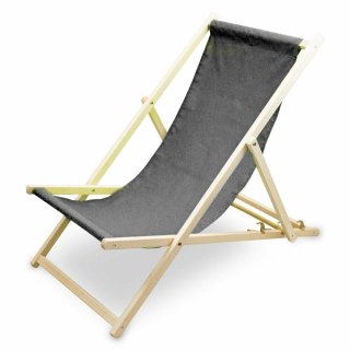 Drewniany leżak plażowy z regulacją grafitowy