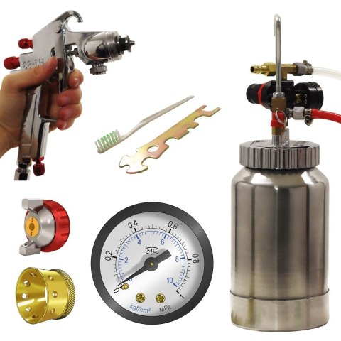 Pneumatyczny pistolet natryskowy 2 L z metalowym zbiornikiem – zestaw do malowania farb, lakierów i dekoracji