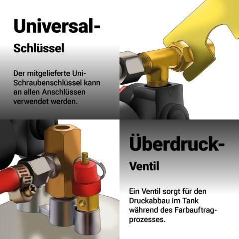 Pneumatyczny pistolet natryskowy 2 L z metalowym zbiornikiem – zestaw do malowania farb, lakierów i dekoracji