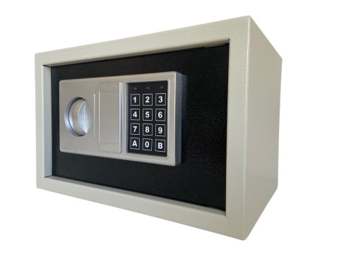 Sejf elektroniczny domowy/biurowy z PIN + klucze awaryjne stalowy hotelowy