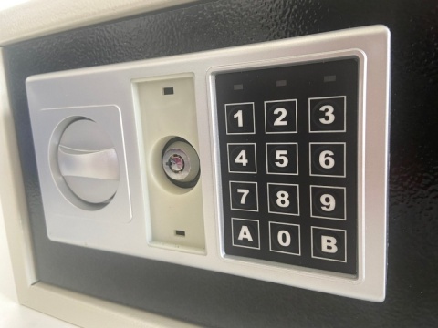 Sejf elektroniczny domowy/biurowy z PIN + klucze awaryjne stalowy hotelowy