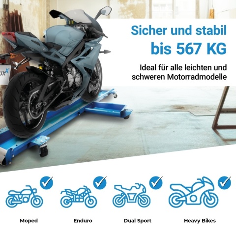 Wózek / platforma manewrowa pod motocykl 567 kg – idealna do ciasnego garażu