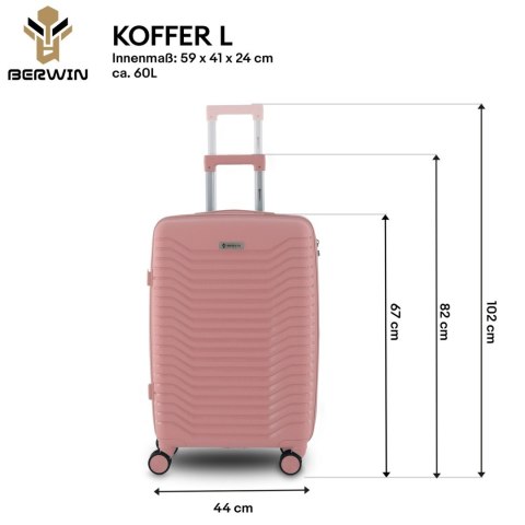 Zestaw 4 walizek podróżnych z beautycase - twarda skorupa, kółka 360° TSA