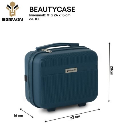 Zestaw 4 walizek podróżnych z beautycase - twarda skorupa, kółka 360°, zamek TSA