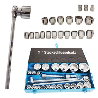 Bituxx zestaw kluczy nasadowych 3/4″ – hartowana stal, komplet nasadek i grzechotka, profesjonalny zestaw warsztatowy