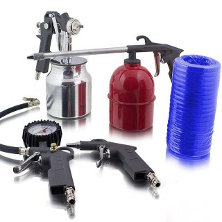 Zestaw akcesoriów do kompresora 5 el. z wężem spiralnym 5 m – pneumatyka warsztatowa