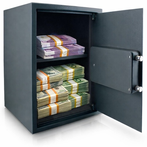 Duży sejf Bituxx 20 kg – szafa pancerna grafitowa z elektronicznym zamkiem i półką regulowaną