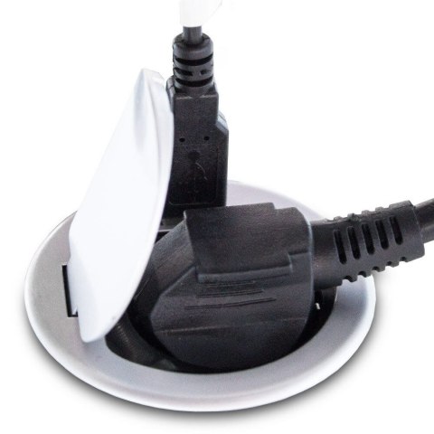 GNIAZDO STOŁOWE BITUXX BLATOWE Z USB 1 GNIAZDO 3500W SREBRNE