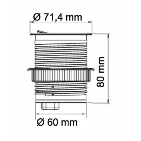 GNIAZDO STOŁOWE BITUXX BLATOWE Z USB 1 GNIAZDO 3500W SREBRNE