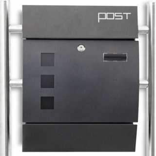 GRAFITOWA PODWÓJNA SKRZYNKA POCZTOWA NA LISTY NA STOJAKACH WOLNOSTOJĄCA