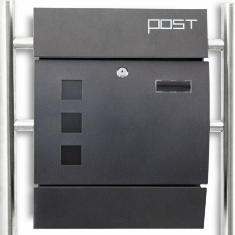 GRAFITOWA PODWÓJNA SKRZYNKA POCZTOWA NA LISTY NA STOJAKACH WOLNOSTOJĄCA