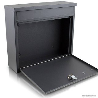 Grafitowa naścienna skrzynka pocztowa Bituxx – stalowa skrzynka na listy z bezpiecznym zamkiem, odporna na warunki atmosferyczne