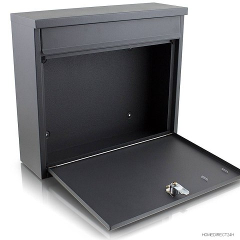 Grafitowa naścienna skrzynka pocztowa Bituxx – stalowa skrzynka na listy z bezpiecznym zamkiem, odporna na warunki atmosferyczne