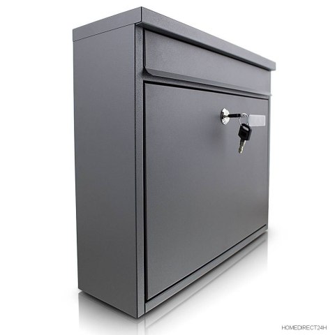 Grafitowa naścienna skrzynka pocztowa Bituxx – stalowa skrzynka na listy z bezpiecznym zamkiem, odporna na warunki atmosferyczne