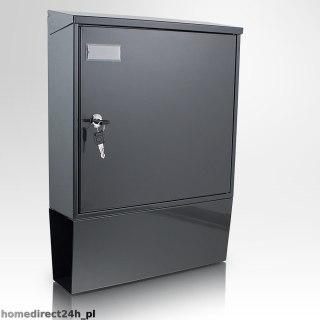 GRAFITOWA STALOWA SKRZYNKA NA LISTY POCZTOWA SOLIDNA NAŚCIENNA
