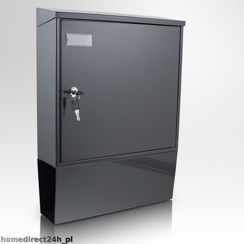 GRAFITOWA STALOWA SKRZYNKA NA LISTY POCZTOWA SOLIDNA NAŚCIENNA
