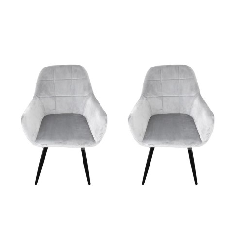 JASNO-SZARY ZESTAW KRZESEŁ Z WELURU KOMPLET 2 SZTUKI NOWOCZESNE STYLOWE