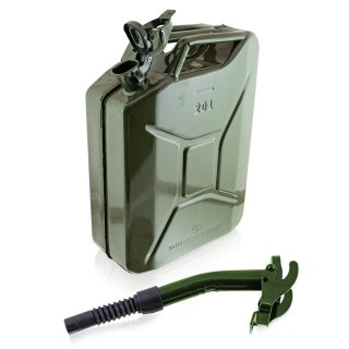 Metalowy kanister 20 L Bituxx z lejkiem – czarny pojemnik na paliwo, oleje i substancje techniczne