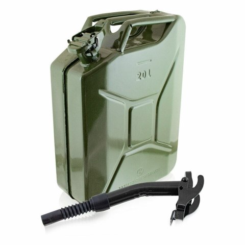 Metalowy kanister 20 L Bituxx z lejkiem – czarny pojemnik na paliwo, oleje i substancje techniczne